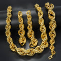 EU/US Import Hot Sale Personality Statement Rope Chain Stripe Thick Hip-Hop Breeze Copper Tube Twist Necklace Bracelet Set Earrings Set