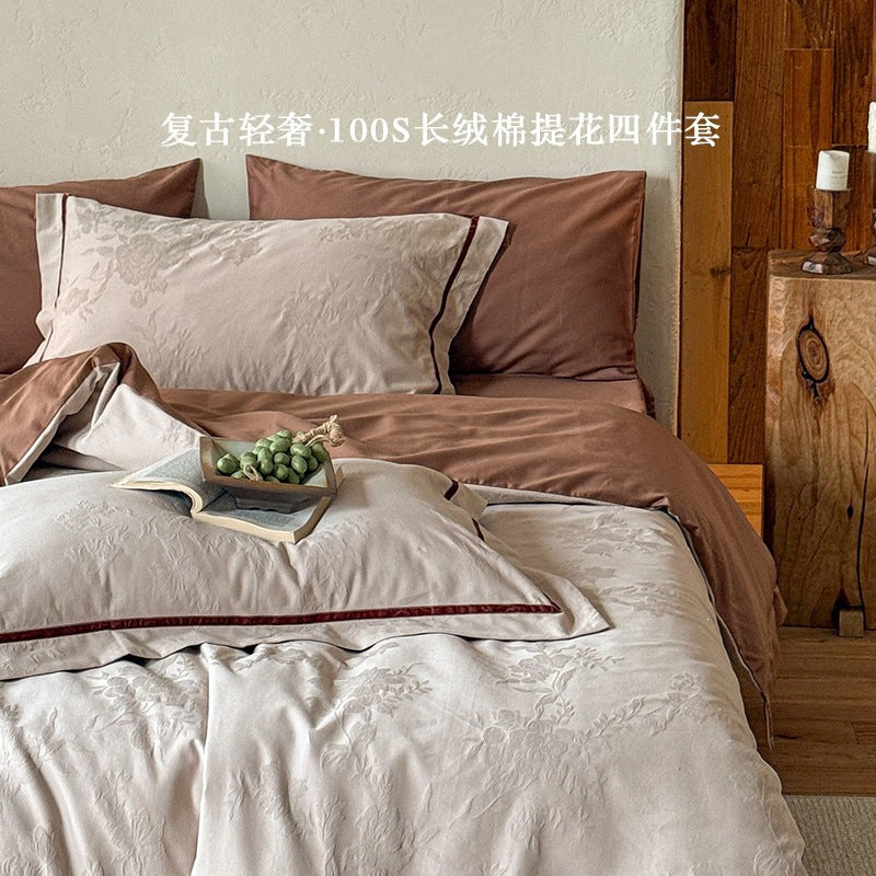 Spring Awaits Monet Pink Cotton Jacquard 4-Piece Bedding Set - view 3