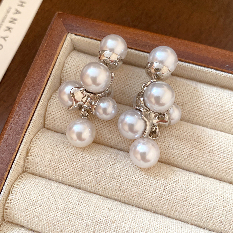 Vintage Silver-Tone Pearl Tassel Earrings - view 12