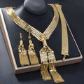 Overseas Western Simple Net Form Width Chain Bride Necklace Set Fringe Long Style Necklace Bracelet Set Earrings Set Wholesale