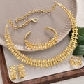 EU/US Import Fashionable Light Luxury 18K Gold Necklace Bracelet Set Earrings Ring Bohemian Breeze Jewelry Set