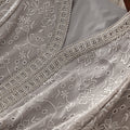 100% Silk Beaded Embroidery V-Neck Maxi Dress - New Chinese Style Plus Size