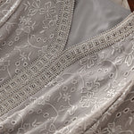 100% Silk Beaded Embroidery V-Neck Maxi Dress - New Chinese Style Plus Size