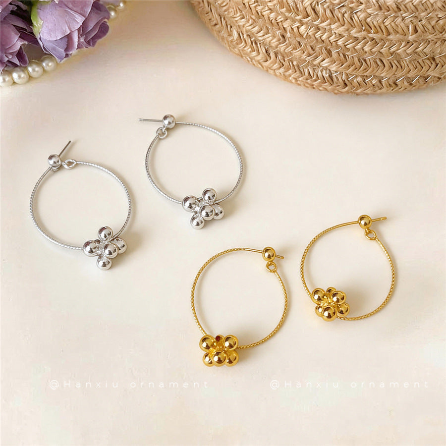 Minimalist Round Pendant Hoop Earrings - view 2