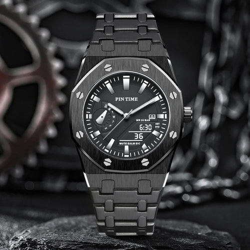 Drop Ship Item Time Mens Watch Formal Sports Steel Band Watch Men Niche Premium Waterproof Octagonal Stud Watch