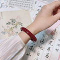 新中式玻璃仿玉冰透叮当镯圆条粗款闺蜜小众古风气质百搭粗款手镯