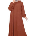 Women's Casual Long Sleeve Crew Neck Loose Dress 2026 | Elegant Summer Dress - Brown
