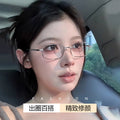 Beesfen 8027TB Japanese Height Smart Feel Pure Titanium Glasses Frame Gold Silk Small-Frame Retro Glasses Women With Prescription Glasses