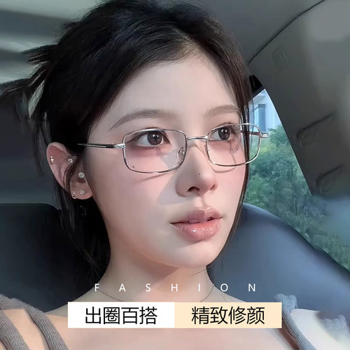 Beesfen 8027TB Japanese Height Smart Feel Pure Titanium Glasses Frame Gold Silk Small-Frame Retro Glasses Women With Prescription Glasses