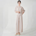Fashion Elegant Pleated Wide Leg Pants + Top 2-Piece Set