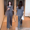Summer Casual Fashion Sun-Protection Wide Leg Pants + Shirt 3-Piece Set