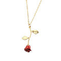 Western Simple Overseas Bestseller Romantic Valentine Rose Flower Necklace 3D Droplet Oil Red Flower Pendant Clavicle Chain