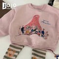 Girls' Cartoon Print Hoodie and Leggings Set