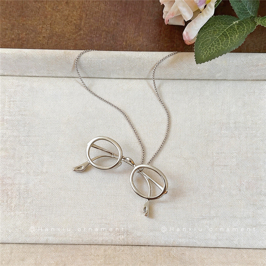 Minimalist Eyeglasses Pendant Long Necklace - view 4