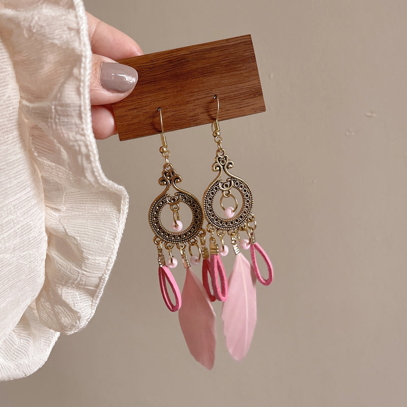 Bohemian Crystal Teardrop Beaded Tassel Earrings - view 8