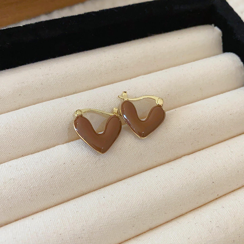 French Vintage Brown Floral Enamel Earrings - view 8