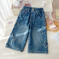 Unisex Kids' Star Applique Wide-Leg Jeans