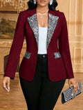 Women's Elegant Versatile Lapel Collar Sequin Blazer 2026 - White