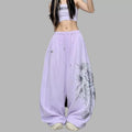 Summer Casual Rose Crystal Wide Leg Pants