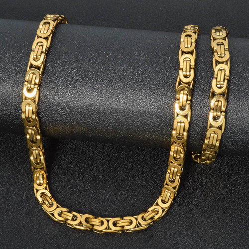 Western ins Breeze Vintage Distressed Breeze Heavy-Duty Complex Geometric Chain Necklace Bracelet Set Overseas Necklace Set