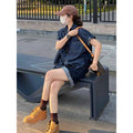 Summer Hong Kong Retro Short Sleeve Loose Shirt + Shorts 2-Piece Set