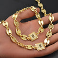 Western Light Luxury Pig Nose Chain Set Square S Letter Cubic Zirconia Gold Plated Necklace Bracelet Set Hip-Hop Couples With