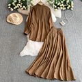 Casual Fashion Embroidered Long Sleeve High Waist Swing Sun-Protection Skirt + Shirt 2-Piece Set