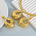 Middle East Jewelry Accessory Copper Gold Plated Large Electroformed Set Bead Collar Necklace Earrings Set 2-Piece Set Retro Imperial Breeze Wholesale