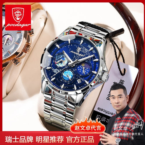 Swiss Brand New Multifunction Glow Mens Watch Waterproof Quartz Watch Live Export Bestseller Drop Ship
