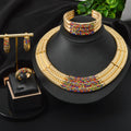 Western Claw Chain Light Luxury Set Colorful Rhinestone Necklace Earrings Set Ring Bangle Set Overseas Banquet Gown Jewelry Women