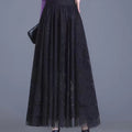 High Waist Hollow-Out Swing Beaded Skirt + Long Skirt