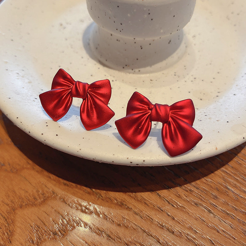 Red Square Flower Tassel Earrings - view 11