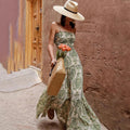 Women's Slim Strappy Seaside Vacation Maxi Dress