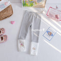 Girls' Striped Cartoon Spliced Leggings