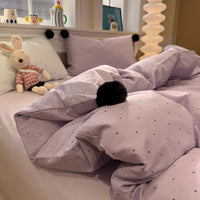 Polka Dot Purple / 0.9m Bed - 3-Piece Flat Sheet - Fits 150x200cm Duvet