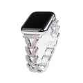 Tweed Style Rhinestone V Lettering Heart Band Fits Apple watch8-1 Third Gen Metal Apple Band
