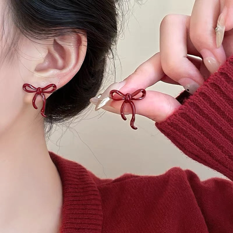 Anchora Red Bow Statement Earrings - view 5