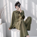 2026极简风棉绸睡衣女长袖衬衫套装高级感透气家居服可外穿睡衣