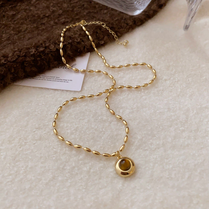 Vintage Oval Tiger's Eye Necklace - view 8