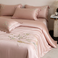 yu Bunny yue Cherry Blossom Pink / 1.5m Bed - 4-Piece Flat Sheet - 200x230cm