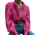 Women's Spring-Summer Casual Fashion Puff Sleeve Hollow-Out Loose Cardigan + Shirt 20 - White