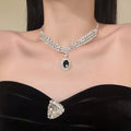 Miu Si Star River Version K Gold Feel Cubic Zirconia Necklace Birthday Evening Gown Clavicle Chain Choker Design Detail Niche