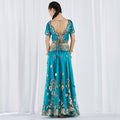 Women's Mesh Saree Set 2026 | 2 Piece Outfit Set - Lake Blue