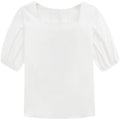 Summer French Unique Puff Sleeve Short Sleeve Square Neck Lightweight Shirt