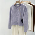 Women's Fall-Winter Designer Minimal Knit Wool Crew Neck Sweater + Cardigan + Top 202 - Green