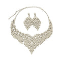 Eden Piece Light Heavy-Duty Crystal Geometric Leaves Jewelry Set Wedding Banquet Necklace Light Luxury Niche Necklace Women