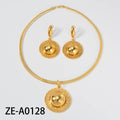 2025 Year Overseas Personality Retro Artsy Creative Necklace Earrings Set Western Statement Gold Plated Women Jewelry Set