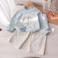 Girls' Embroidered Patchwork Hoodie & Floral Pants 2-Piece Set