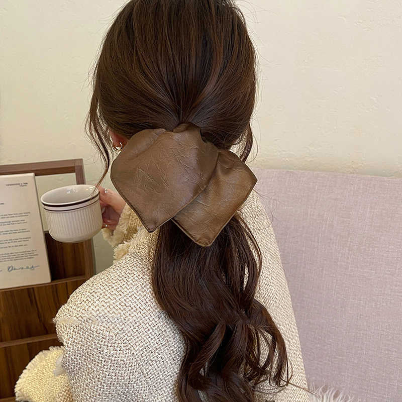 Vintage Brown Leather Scrunchie - view 7