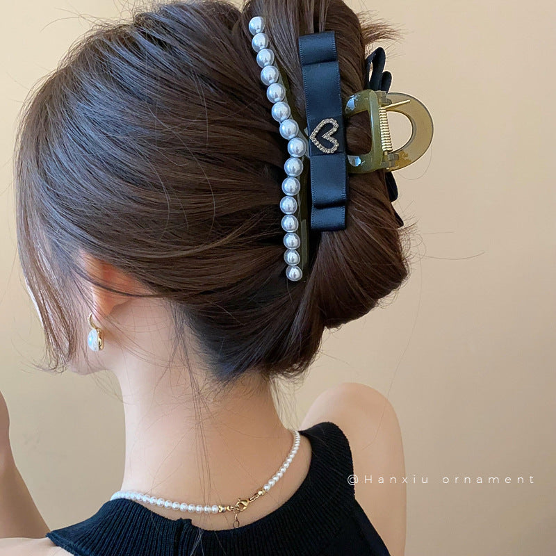 French Black Pearl Hair Claw Clip - view 2